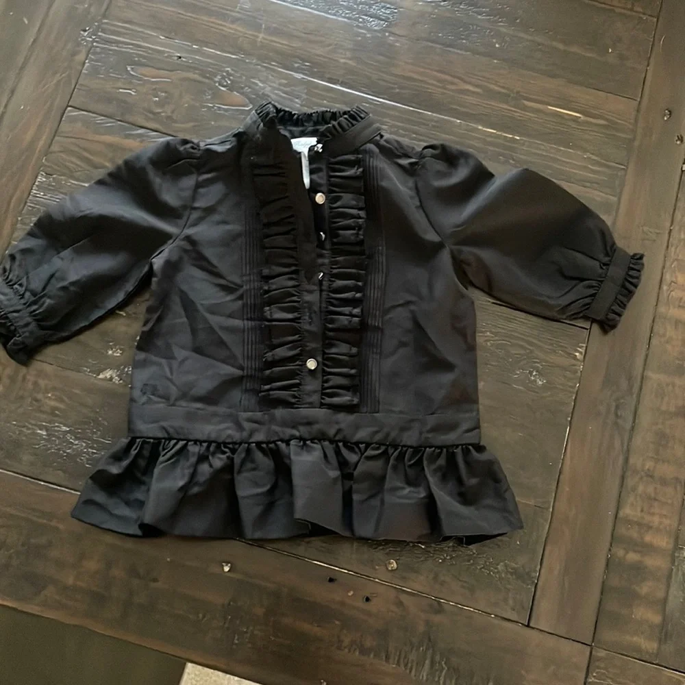 Ralph Lauren black top 6 m jewel button blouse